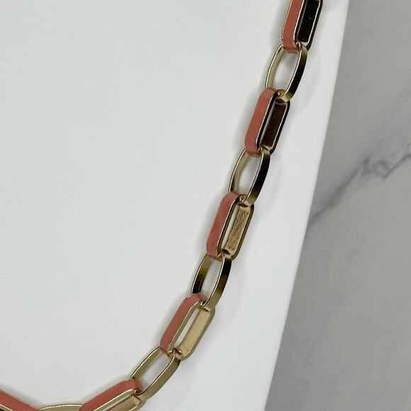 New York & Company Gold Tone and Light Pink Long Chain Link Necklace - Picture 8 of 10